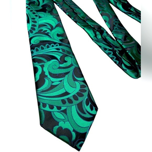 S&W‎ SHLAX & WING black/green/blue neck tie 100% Silk